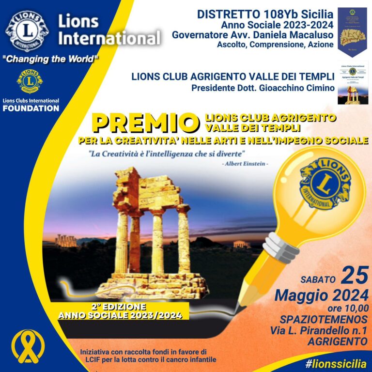 Agrigento- Premio Lions Club Agrigento per la creatività nelle arti e nell’impegno sociale